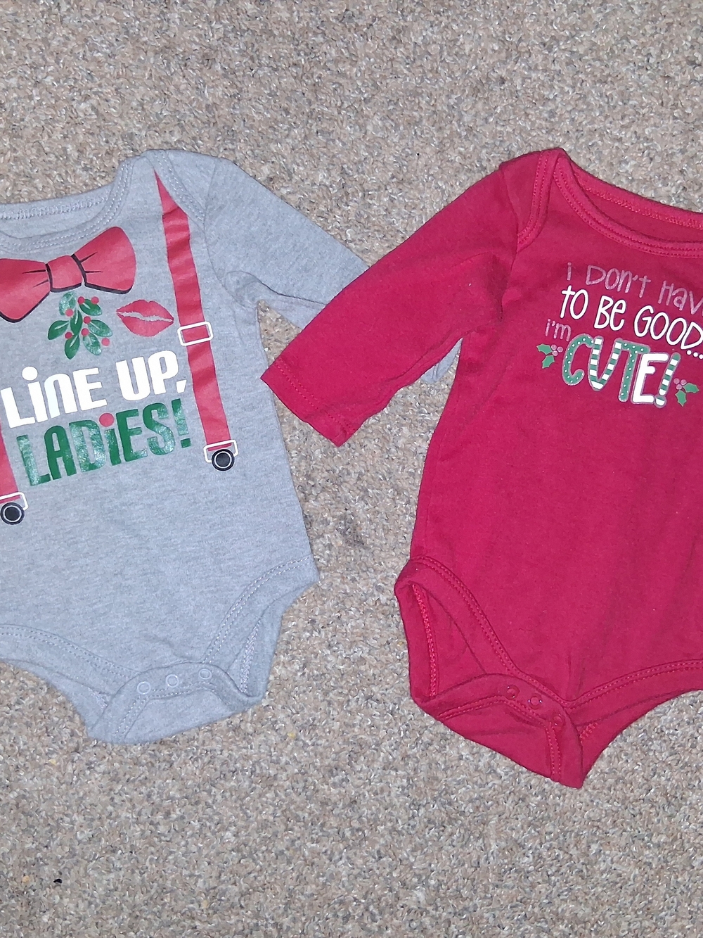 0-3m Long-Sleeve One-Piece Bodysuit Christmas